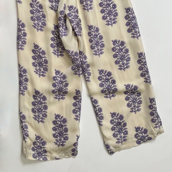 J. CREW New Soleil Pants Blooming Lilac Block Print Floral Elastic Waist Small - Picture 10 of 16